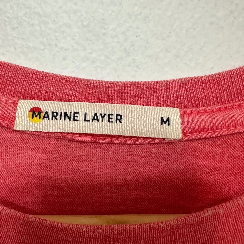 Marine Layer T-Shirt Womens Medium Red Short Sleeve Crew Neck Slub Knit Casual - Picture 4 of 8